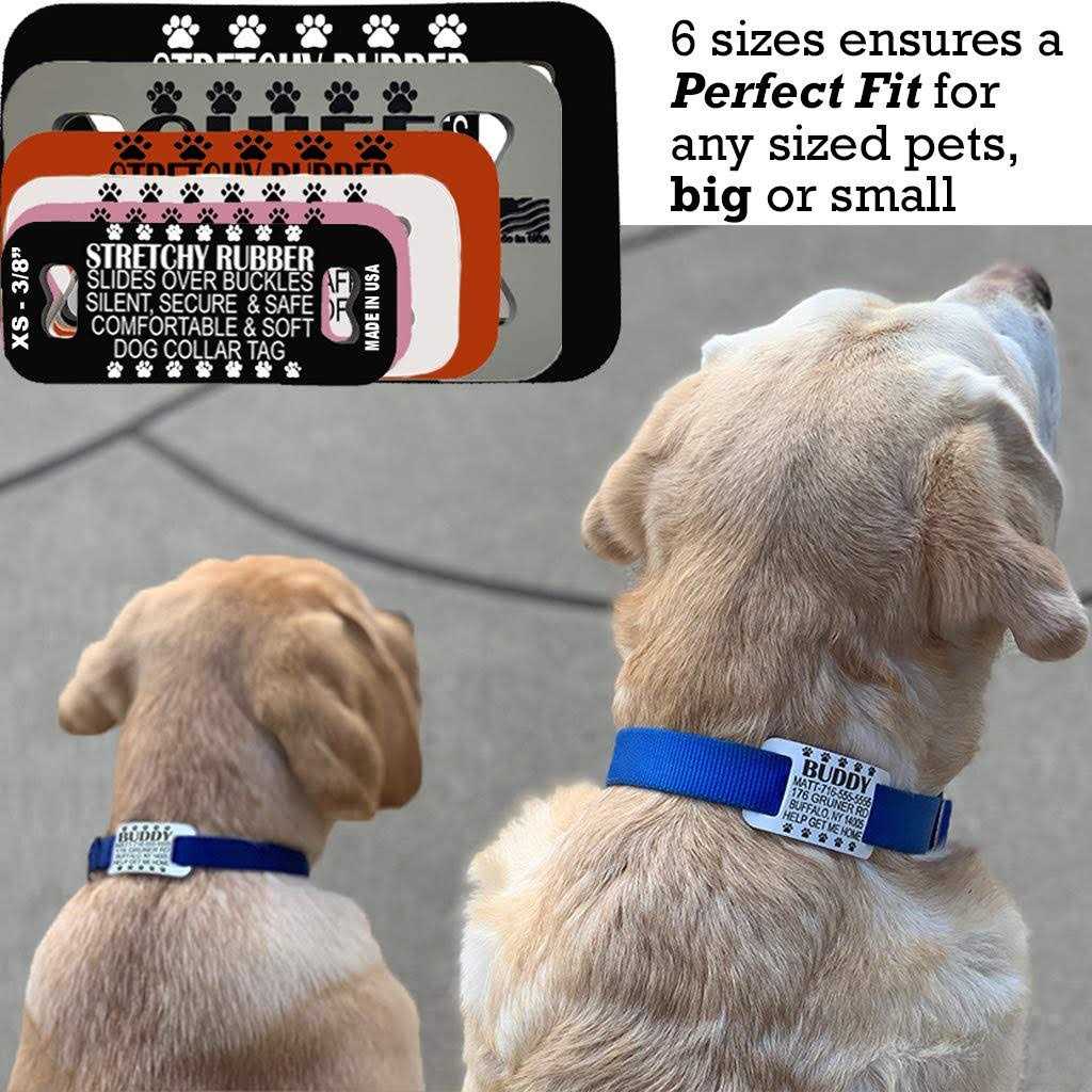 Dog Collar Tag Silent Slide On Pet ID Tags Premium Pet IDs Safe Silicone Rubber