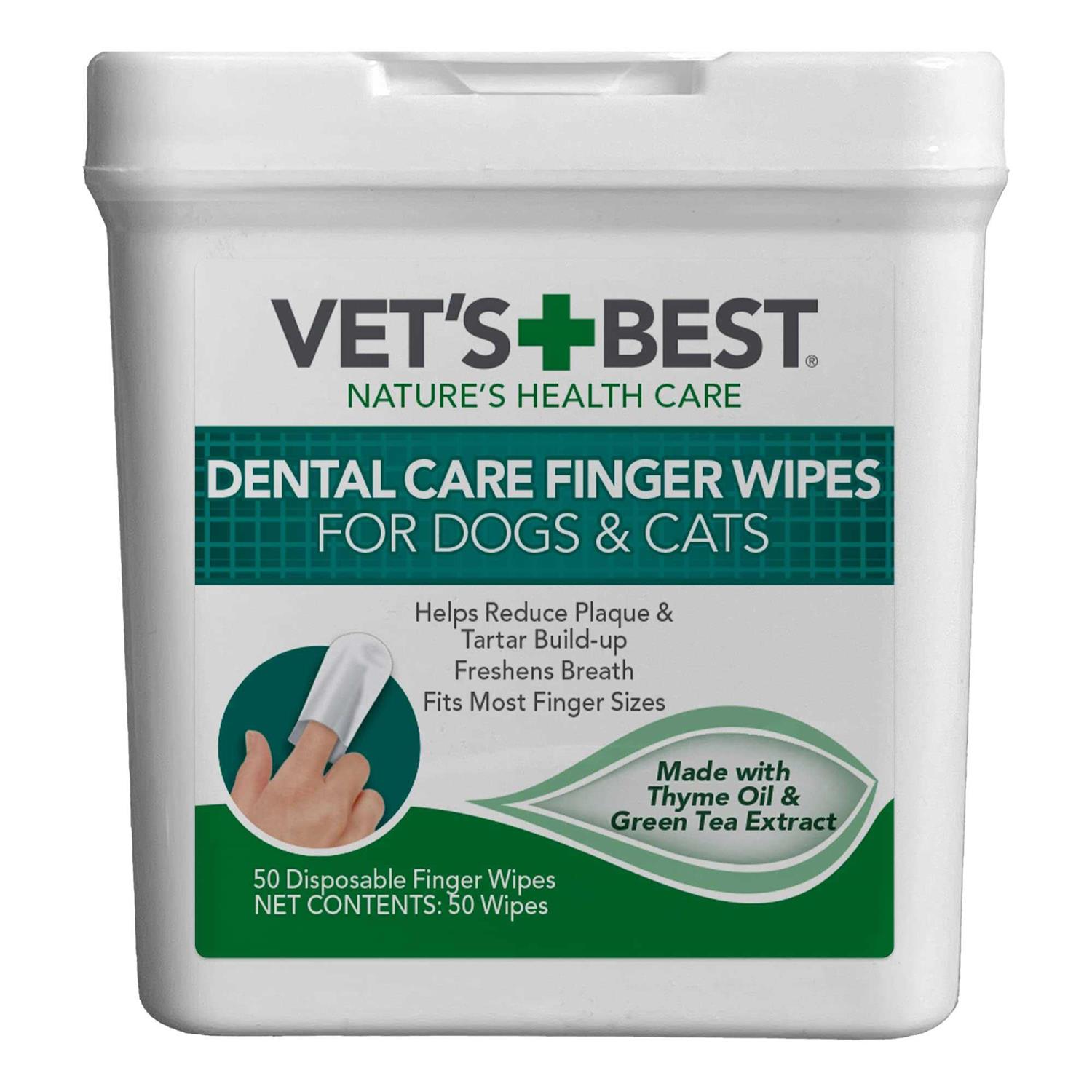 Vet’s Best Dental Care Finger Wipes for Dogs & Cats