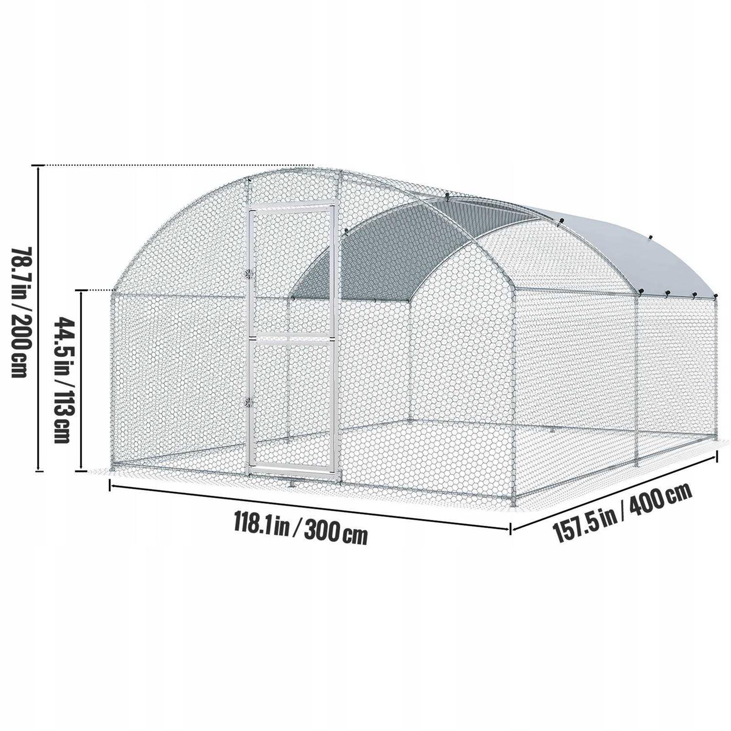 VEVOR Large Metal Chicken Coop with Run Walkin Chicken Coop for Yard with Waterproof Cover