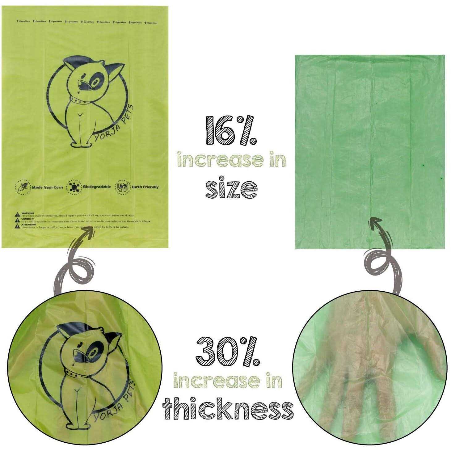 YORJA Dog Poop Bags Pet Waste Bags,100% Leak Proof Extra Thick and Strong corn starch blend
