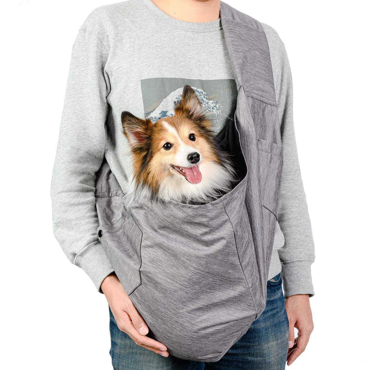 ARELLA Dog Sling Carrier for Small and Medium Dogs 10-20 lbs with Comfortable Adjustable Padded Shoulder Breathable Mesh for Travel Hands Free Daily