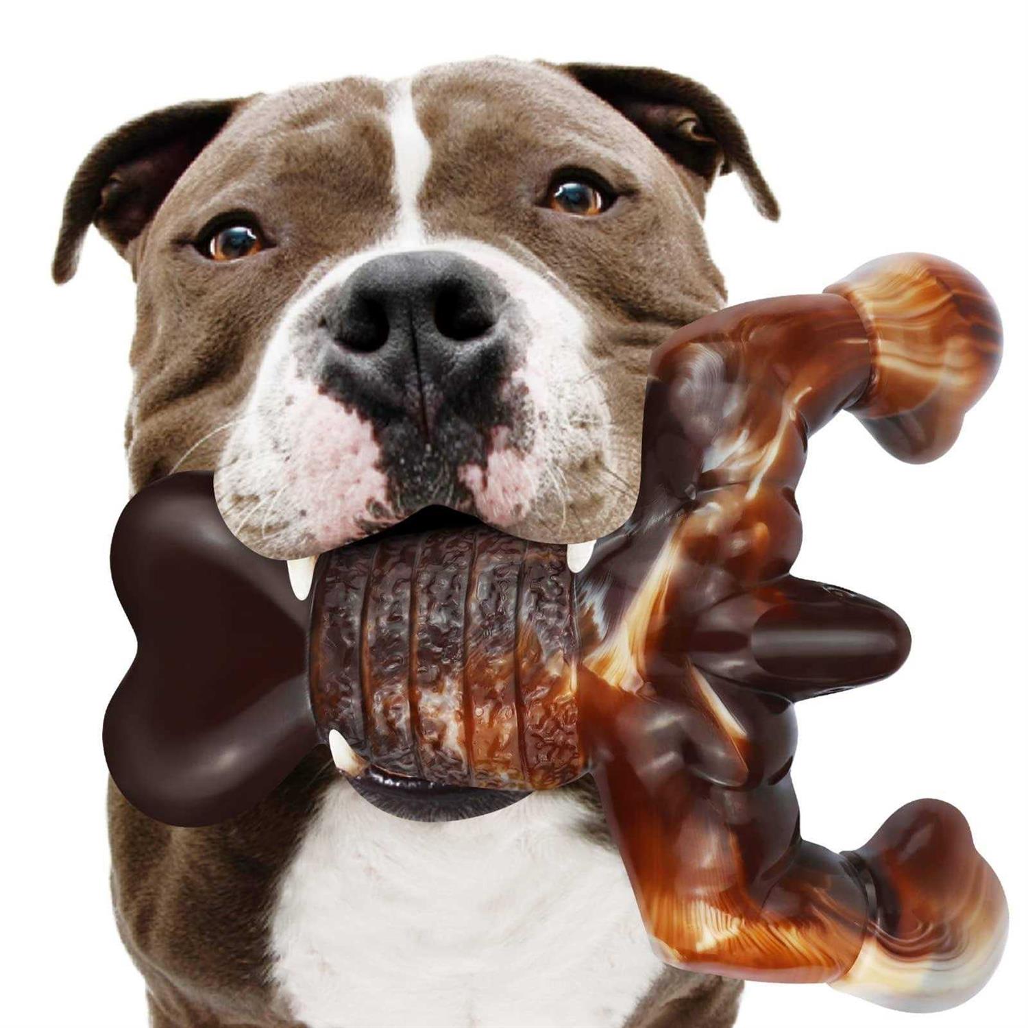 Dog Chew Toys for Aggressive Chewers Indestructible Dog Toys,Real Bacon Flavored,MOXIKIA Tough Dog Bone Chew Toy Durable Dog Toys for Medium Large br
