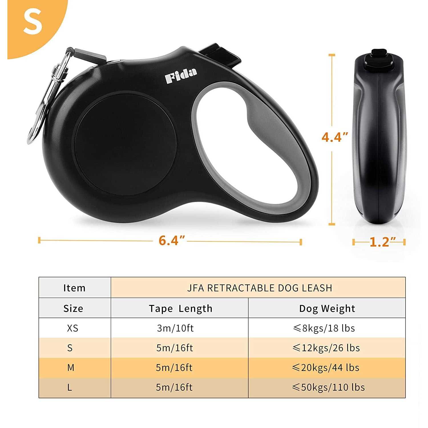 Fida Retractable Dog Leash 16 ft Dog Walking Leash for Small Dogs up