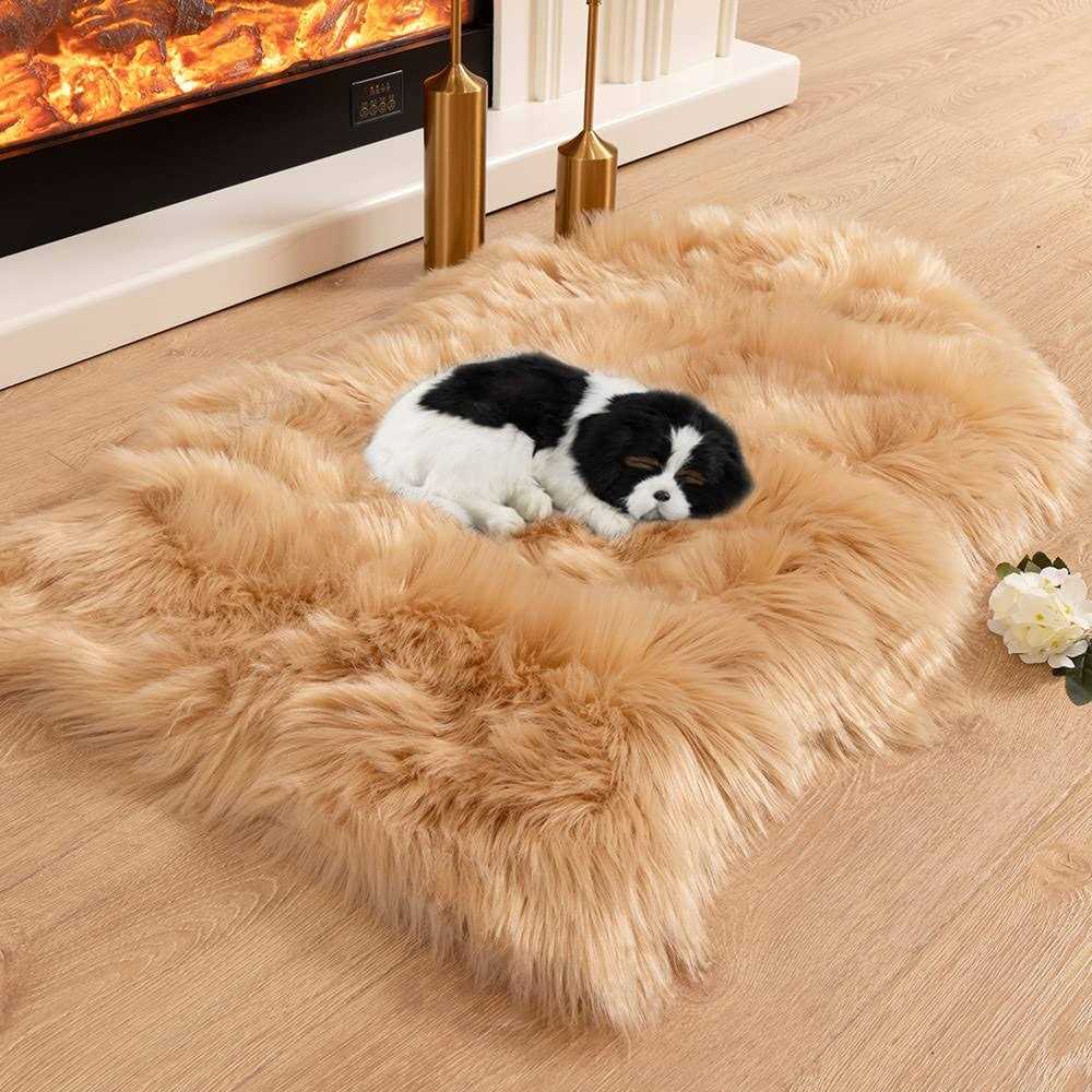 Asrug Soft Faux Fur Pet Bed Mat Plush and Fluffy Pet Pad Ultra Cozy Pet Throw Rug for Dogs Cats