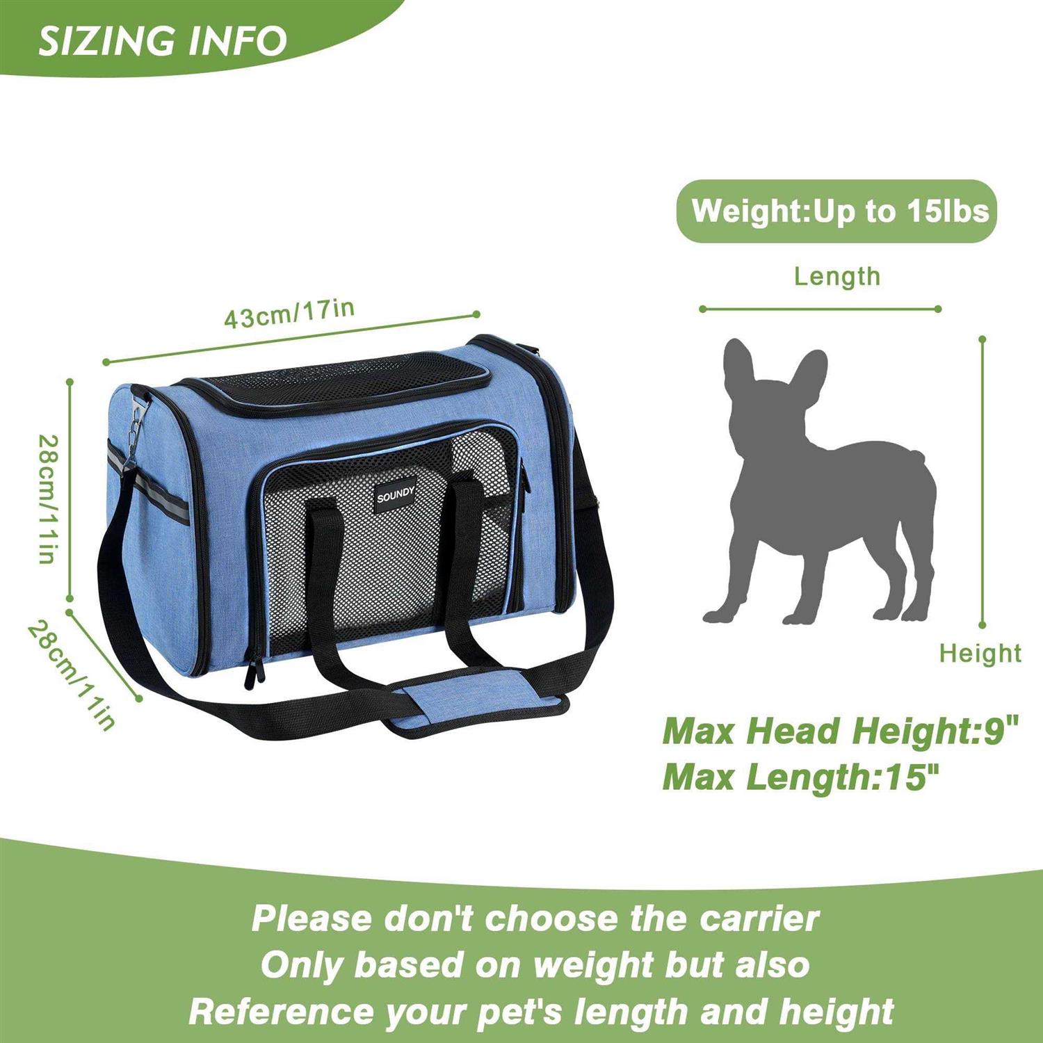 Soundy Dog Carrier Cat Carriers Airline Approved Pet Carrier for Small Medium Dogs Cats Puppies Collapsible Soft Sided Travel Puppy car