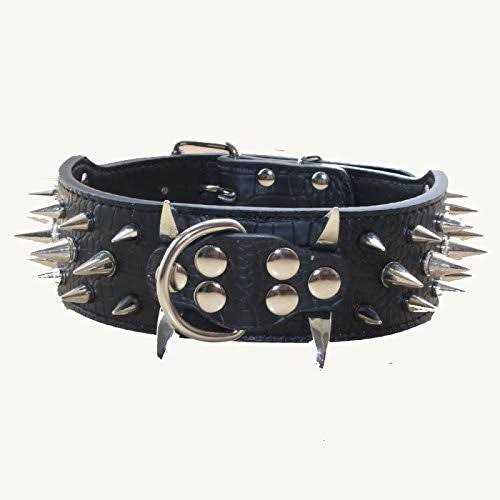 haoyueer Leather Spiked Studded Dog Collar for Medium Large Dogs