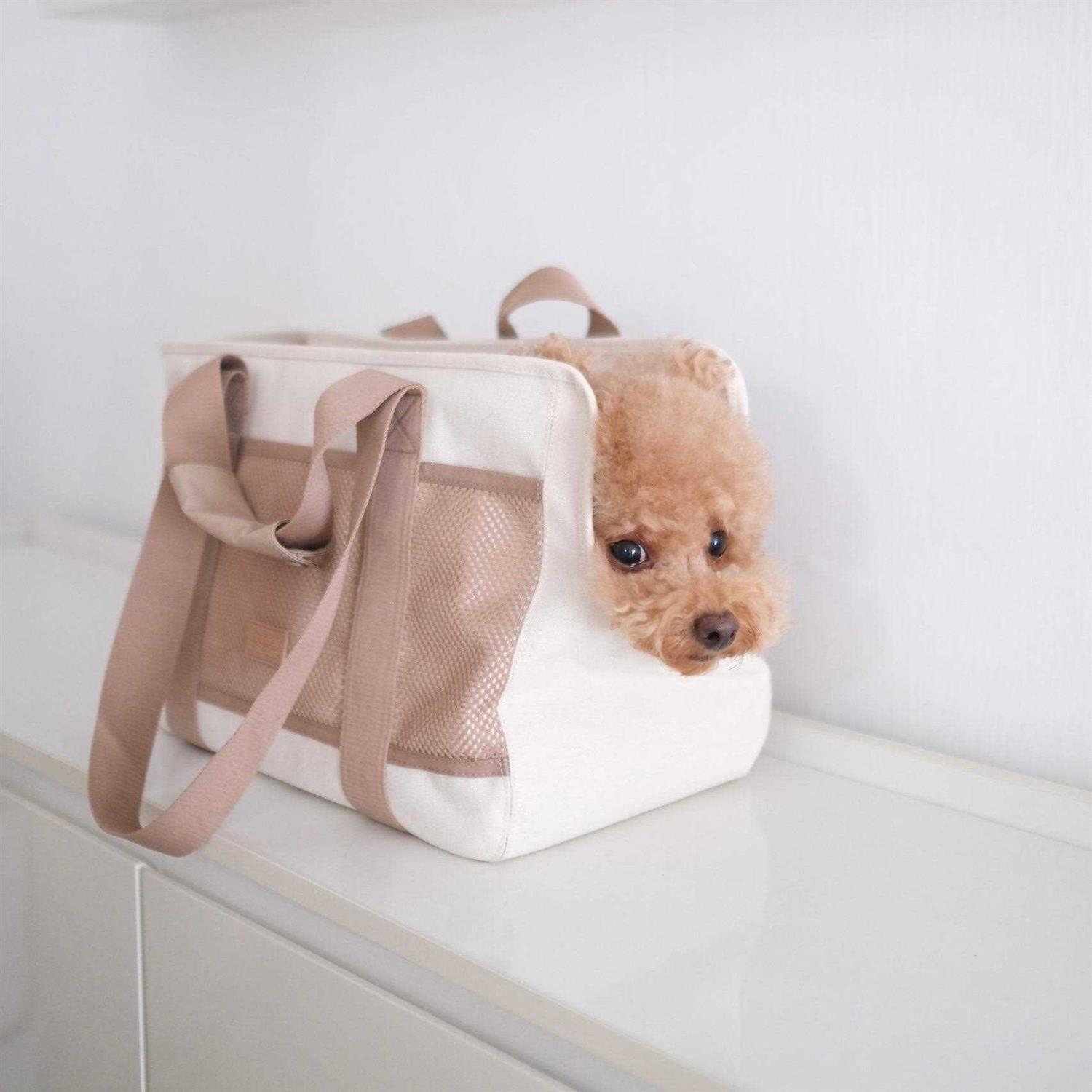 Small Dog Carrier for Pets up to 18lbs. Canvas Lightweight Water Resistant Pet Carrier. Perfect for Puppies or Kittens. Lambwolf Subway Carrier