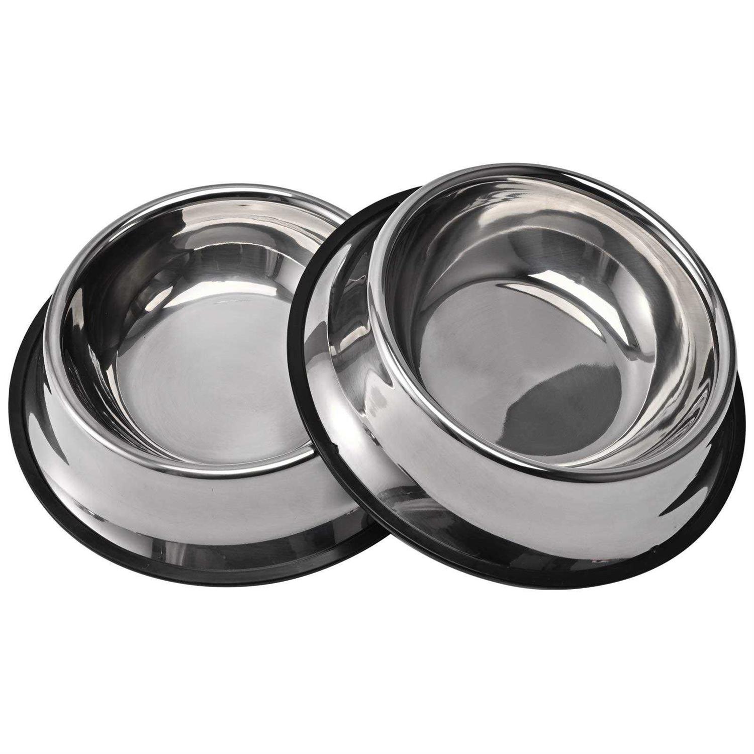 Juqiboom 2Packs Stainless Steel Dog Bowl with Anti-Skid Rubber Base for Small/Medium/Large Pet, Perfect Dish, Pets Feeder Bowl and Water Bowl Perfect Choice