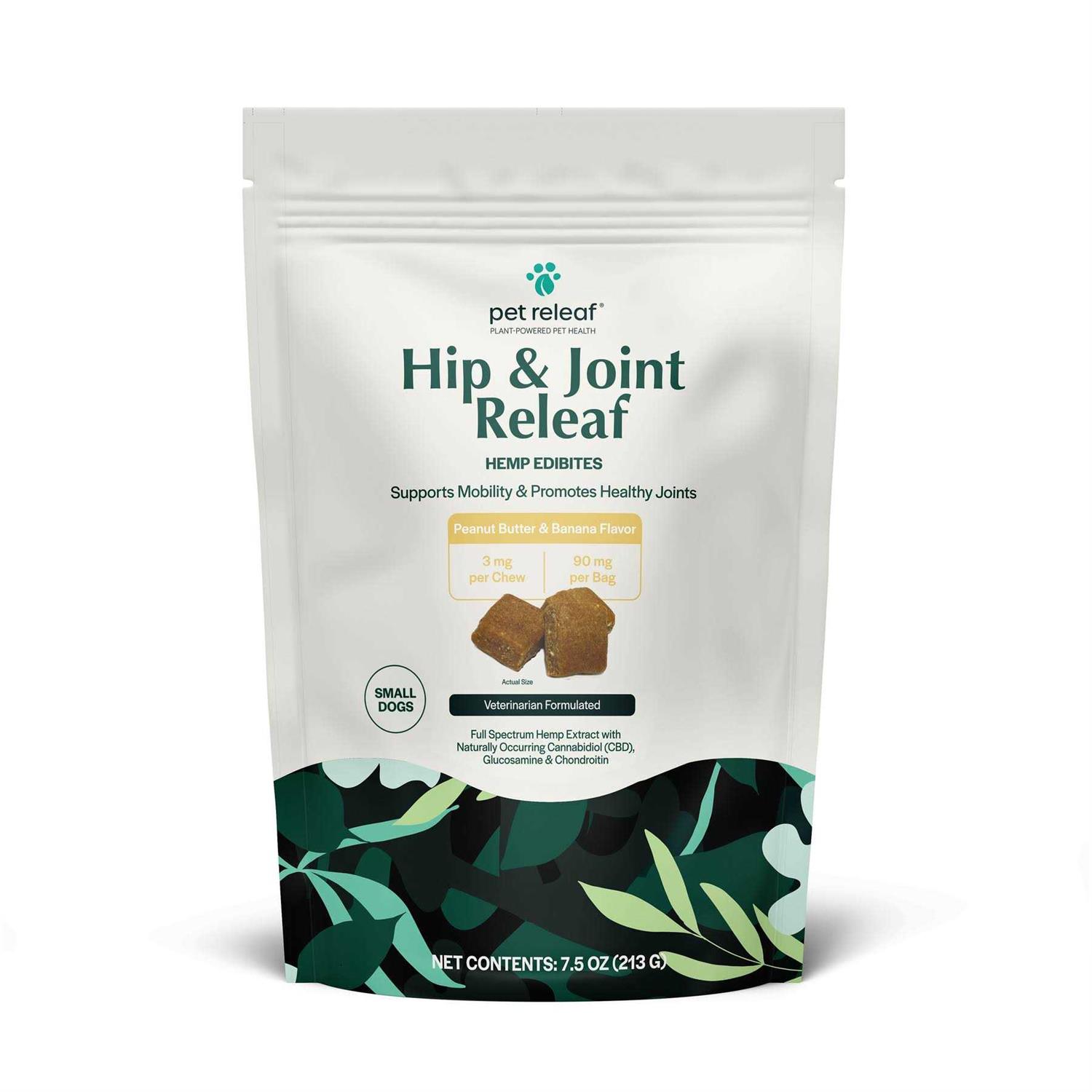 Pet Releaf Hip & Joint Releaf Peanut Butter & Banana Flavor Edibites for Small Dogs
