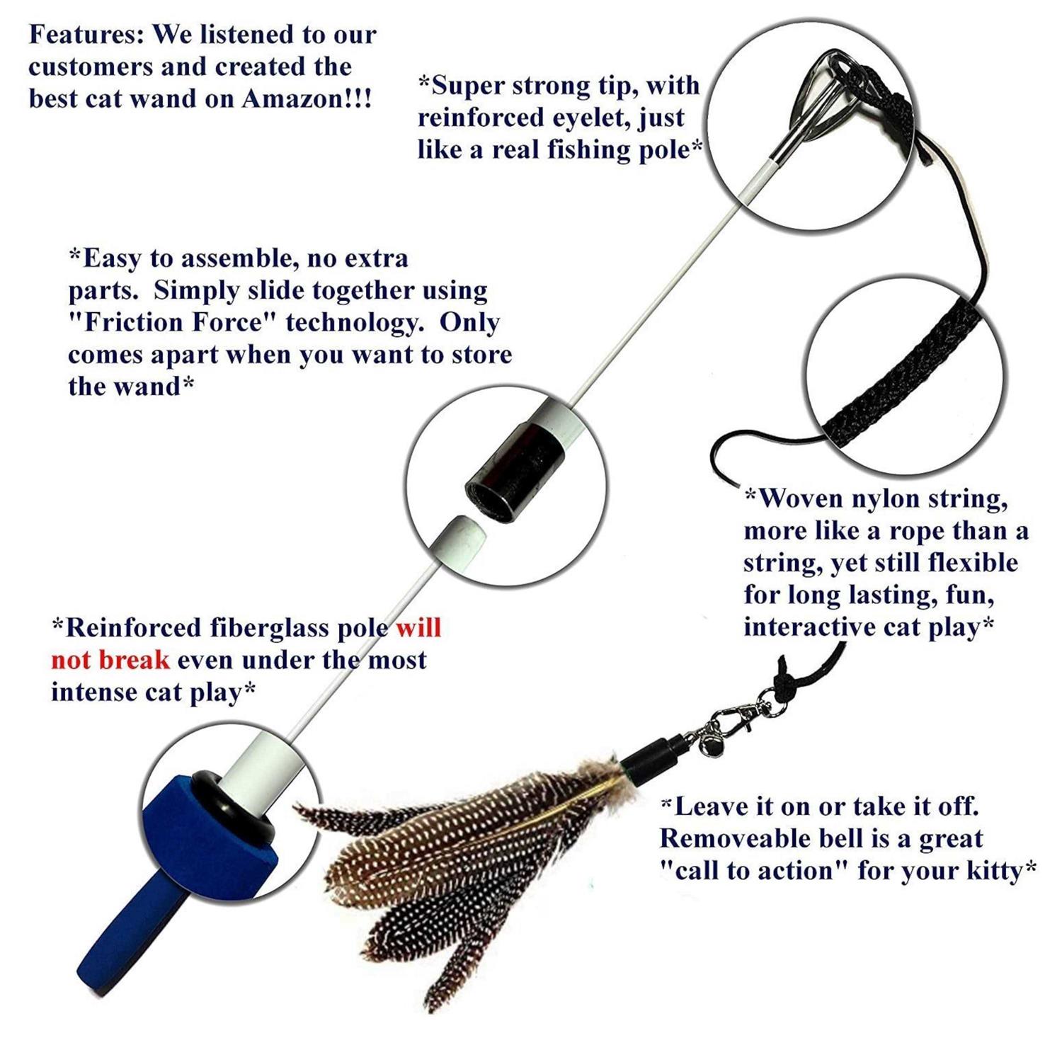 pet fit for life 2 Guinea feather Wand Cat Toy