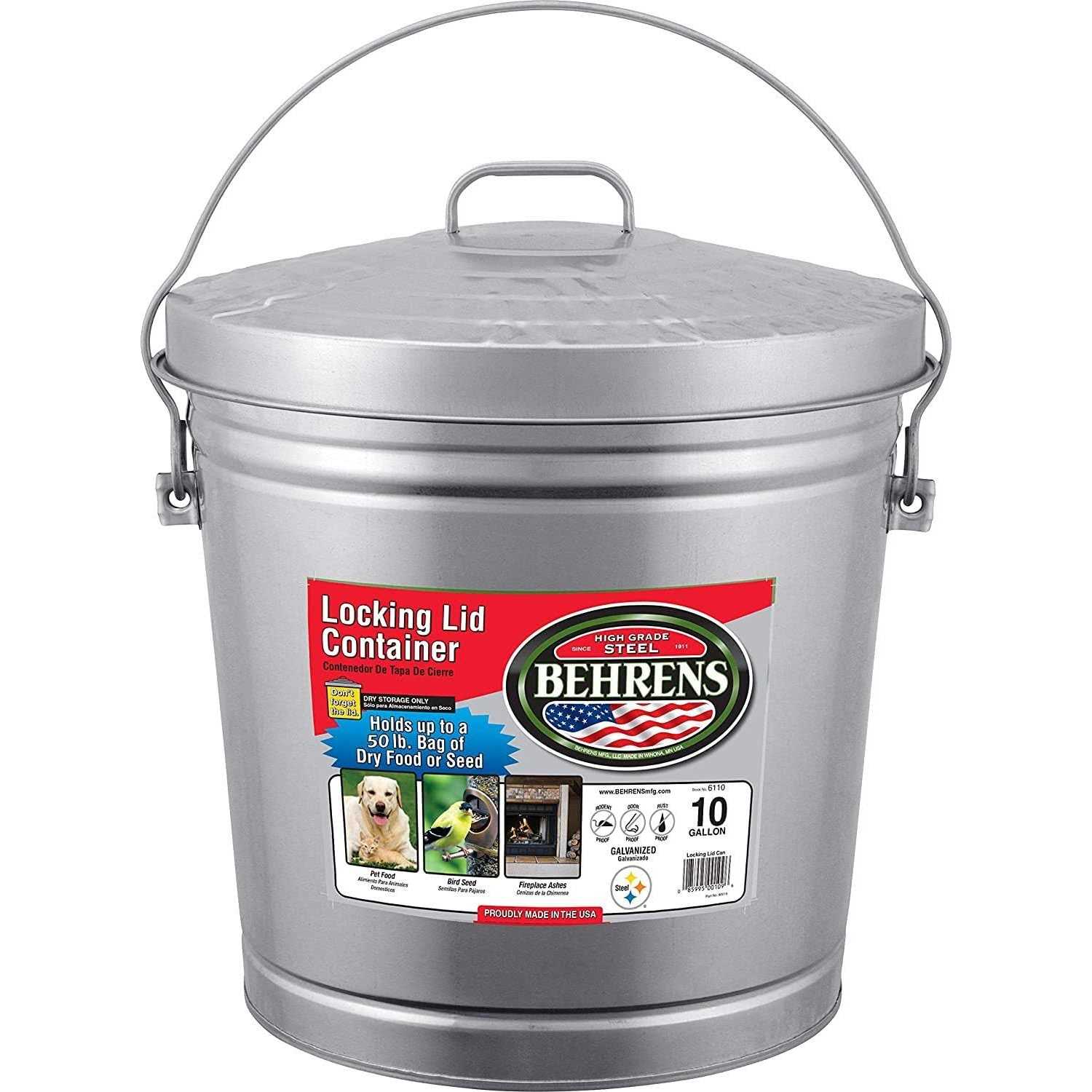 Behrens Galvanized Steel Locking Lid Can 10 Gallon