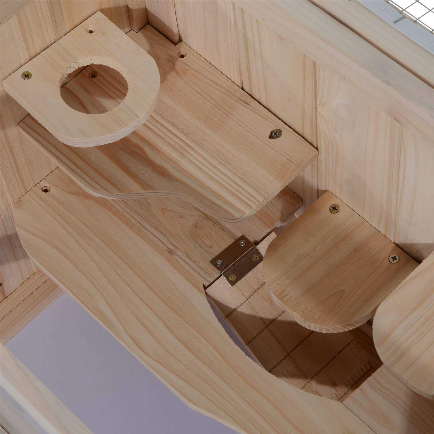 Pawhut 2-Level Hamster Cage Mice and Rat House, Small Animal Habitat for Guinea Pigs, Chinchillas with Openable Top, Front Door, Shelf and Ladder