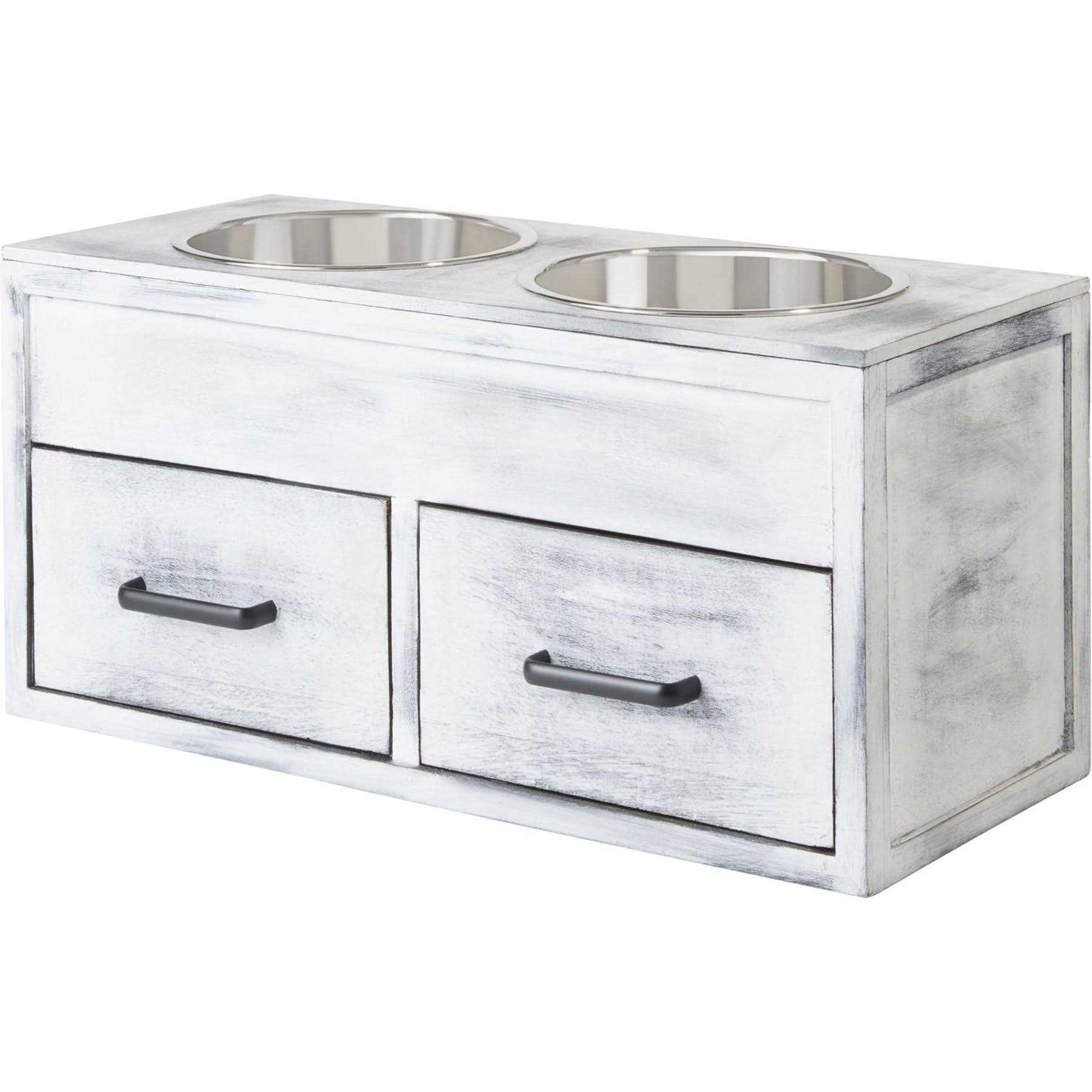 Frisco Premium Wood Elevated Storage Station Dog Bowl