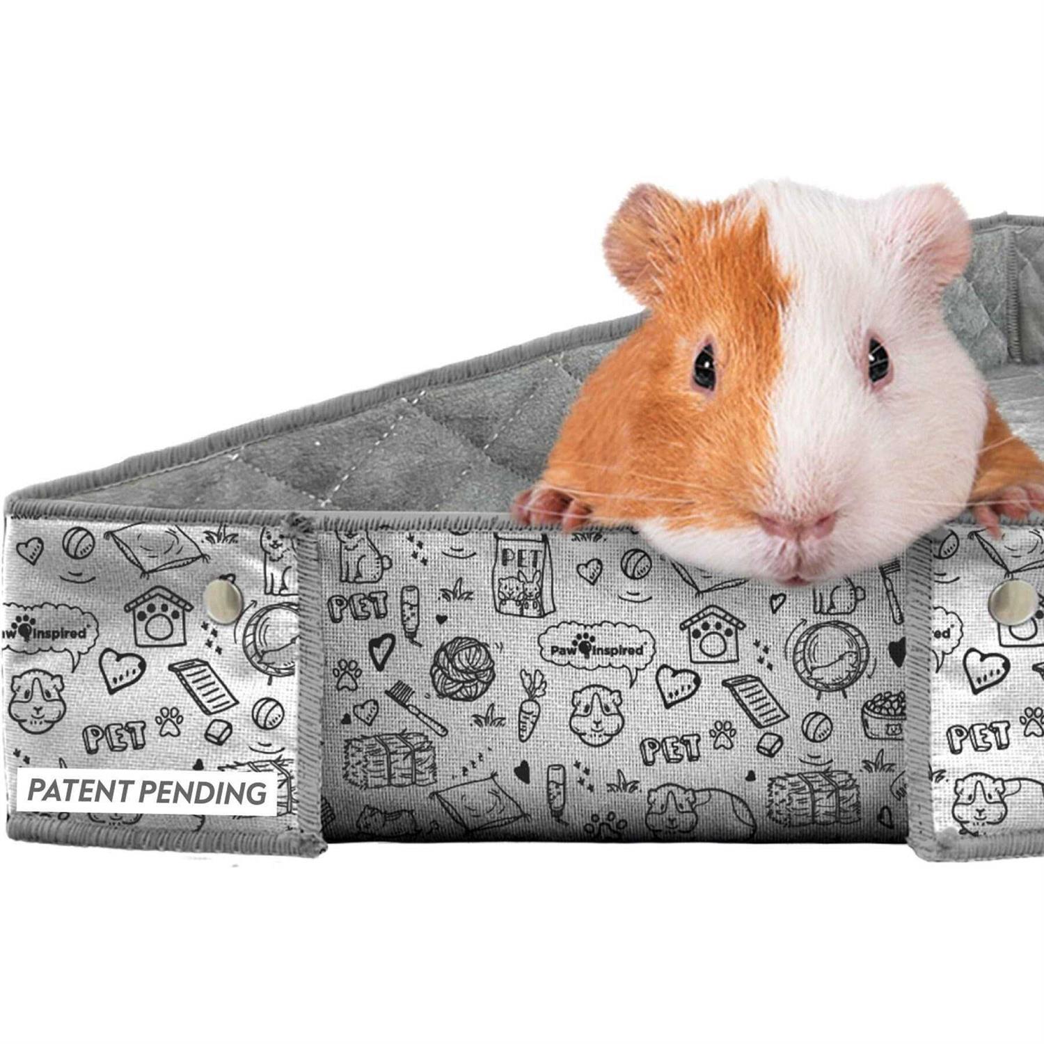 Paw Inspired Critter Box Washable Fleece Guinea Pig Cage Liner & Bedding with Raised Sides