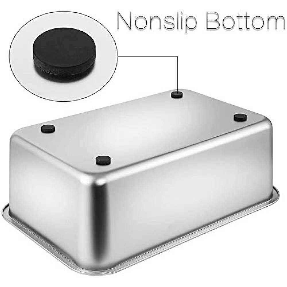 Yangbaga Stainless Steel Litter Box for Cat and Rabbit, Large Size with 8in High Sides and Non Slip Rubber Feet. Odor Control