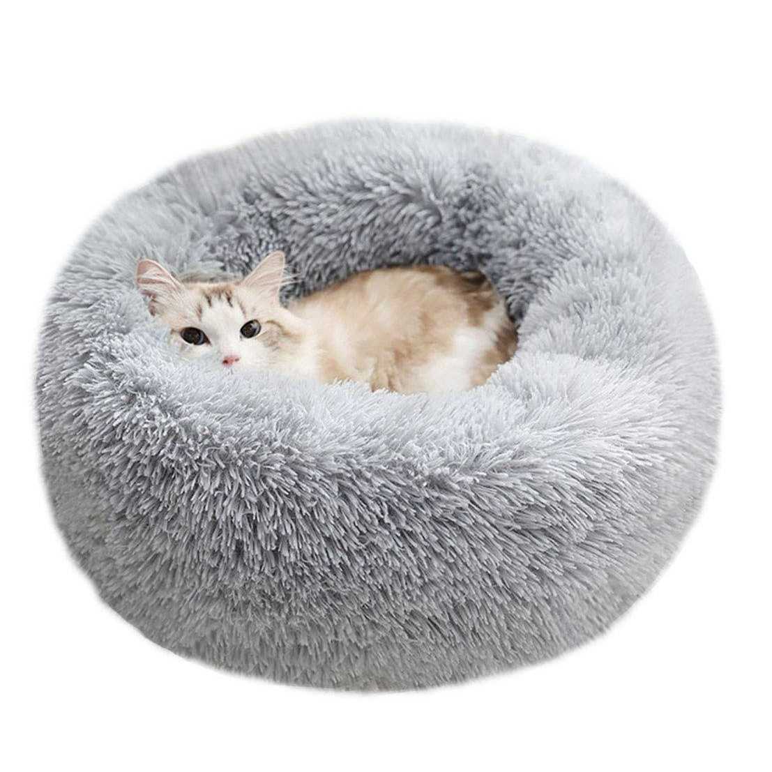 BODISEINT Modern Soft Plush Round Pet Bed for Cats or Small Dogs Mini Medium Sized Dog Cat Bed Self Warming Autumn Winter Indoor