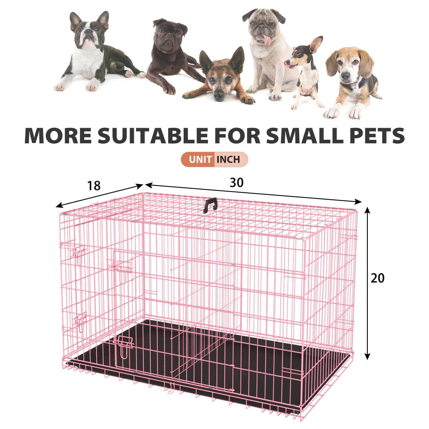 Yrllensdan Dog Crate, Dog Crates and Kennels Dog Foldable Large Dog Crate for Large Dogs with Handle Double-Door Outdoor Metal Wire