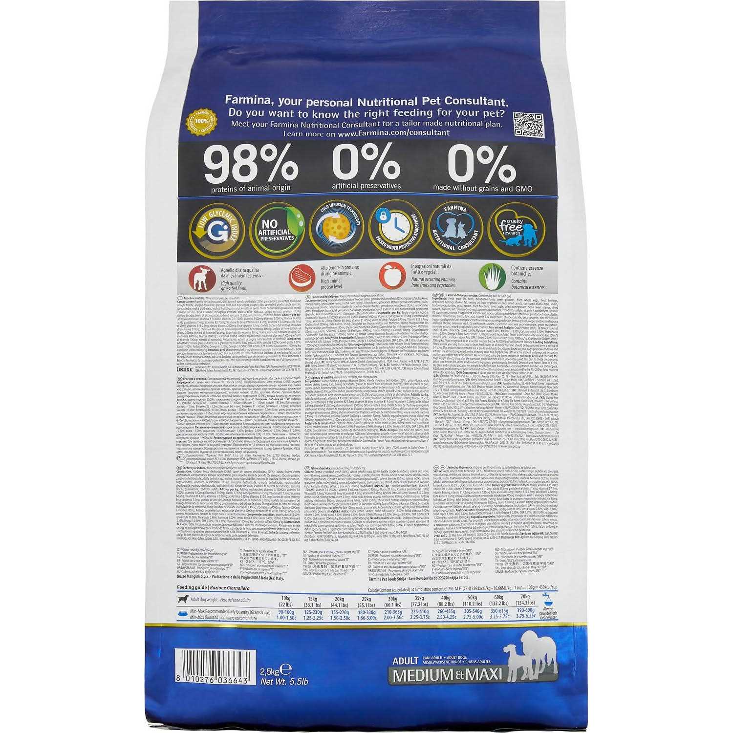 Farmina N&D Prime Adult Lamb & Blueberry Grain Free Dry Dog Food