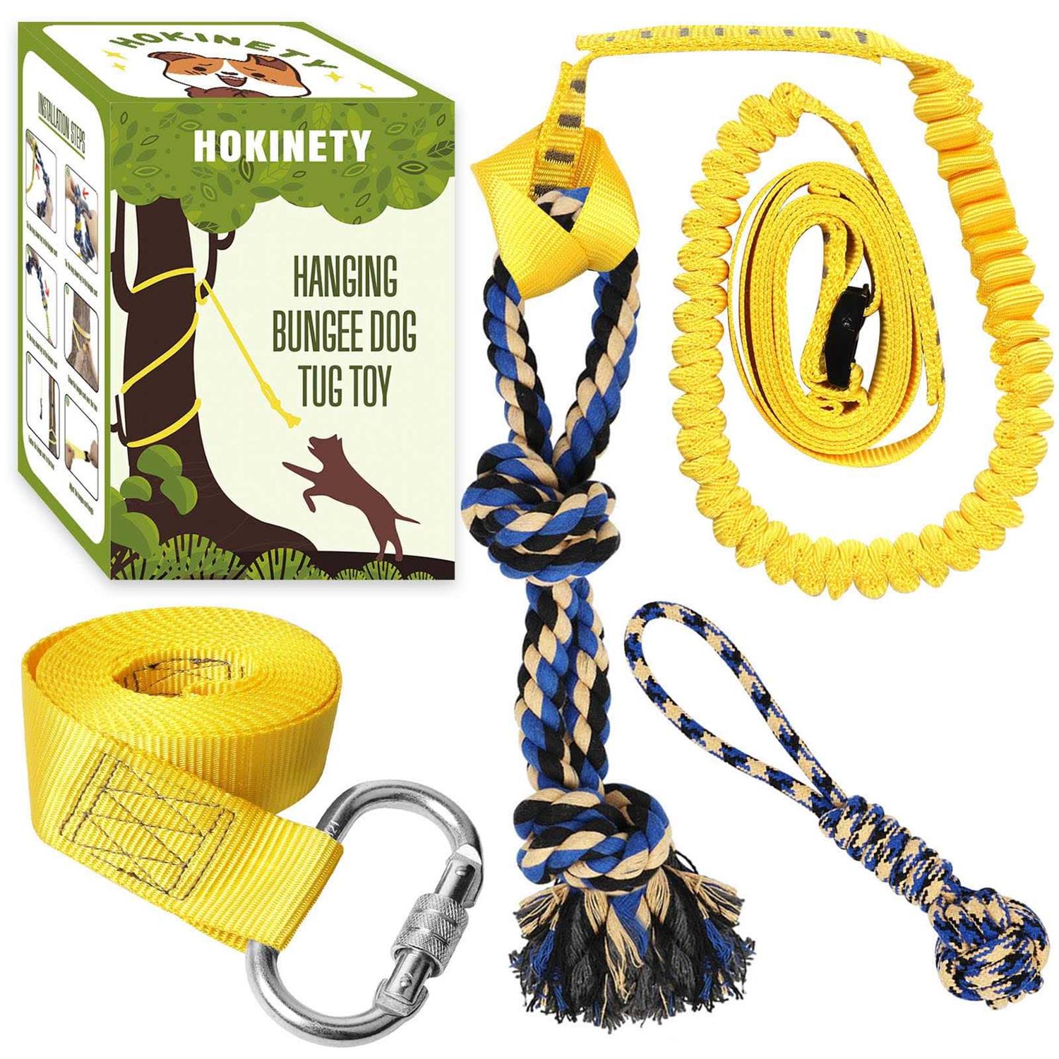HOKINETY Dog Hanging Bungee Tug Toy Interactive Tether Tug-of-War for Pitbull Small to Large Dogs to Exercise and Fun Solo Play