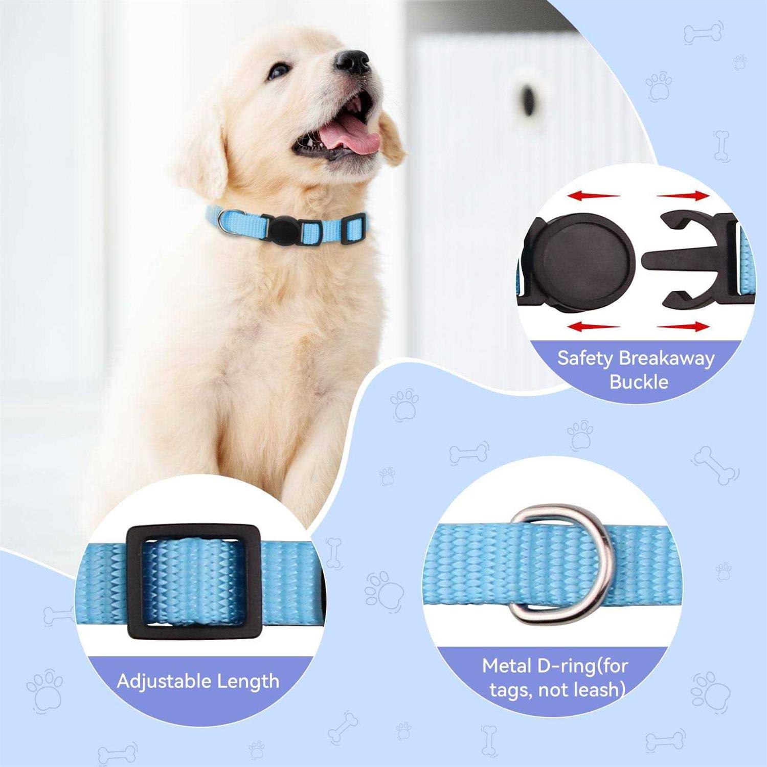 14PCS Puppy ID Collar Identification Soft Nylon Adjustable Breakaway Safety Whelping Litter Collars for Newborn Pets with Record Keeping Charts