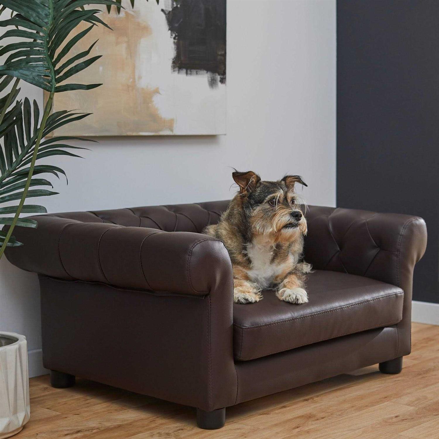 Frisco Leatherette Tufted Sofa Cat & Dog Bed