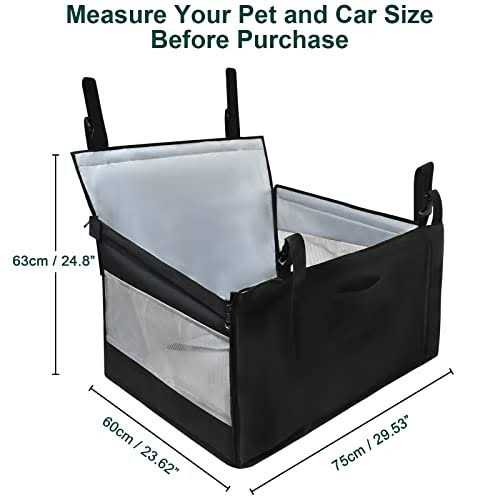 ELEGX 29.5 Extra Large Dog Car Seat,for Up to 65 lbs or 2 Small Dogs,Dog Booster Car Seat,Seat Extender for Dogs,Ventilated and Breathable,with 4