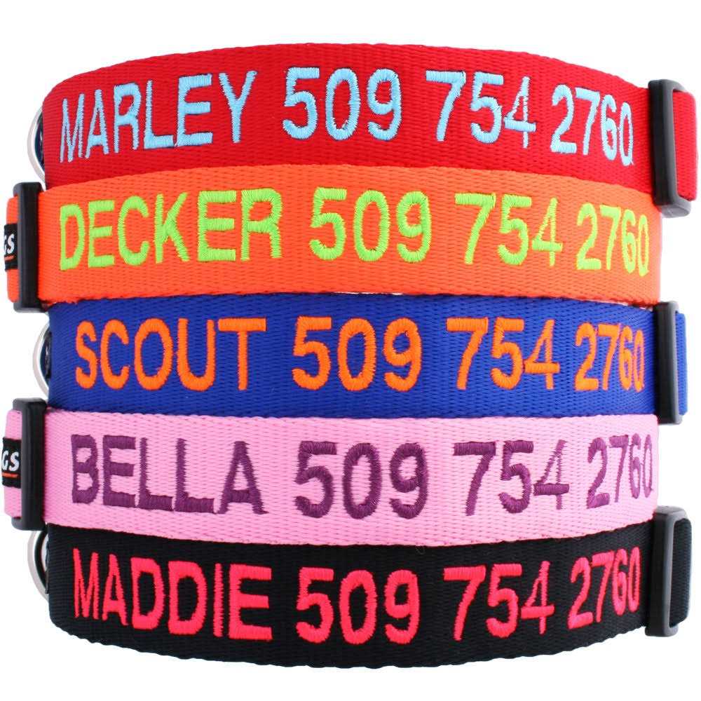 GoTags Personalized Dog Collar, Custom Embroidered with Pet Name and Phone Number and and