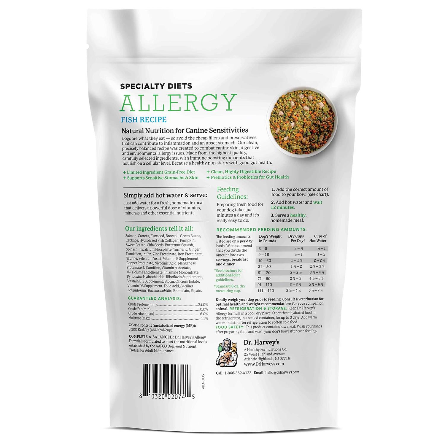 Dr. Harvey’s Specialty Diet Allergy Salmon Recipe, Human Grade Dog Food for Dogs with Sensitivities and Allergies