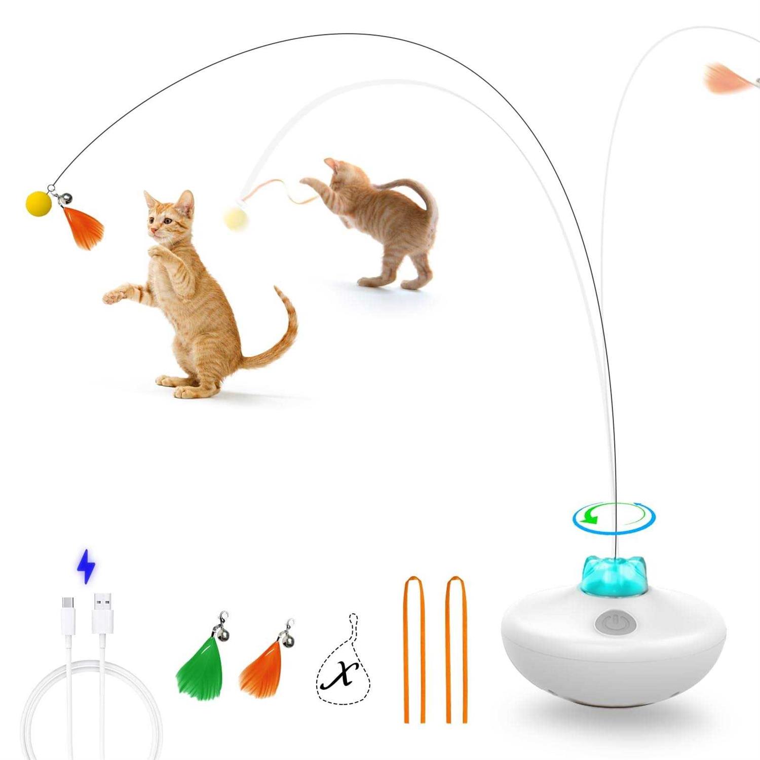 Oxawo Interactive Cat Toys Cat Exercise Tumbler Rechargeable Cat Toys for Indoor Cats Spin Butterfly Game Teasing Kitty