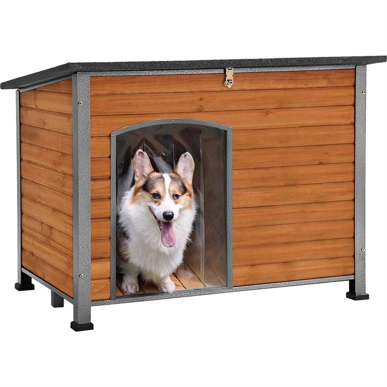 aivituvin Wooden Heavy-Duty Dog Crates House with Strong Iron Frame