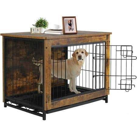 Arlopu Dog Crate Furniture Wooden End Table Indoor Dog Kennel