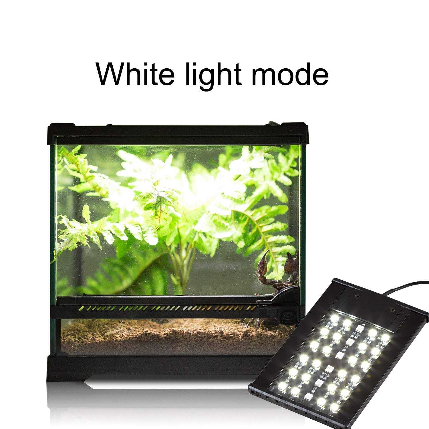 petpetssmart Terrarium Light Day and Night Mode Reptile Led Light Hood for Reptile Terrarium White Light and Blue Light Fit for Different Pet Habits