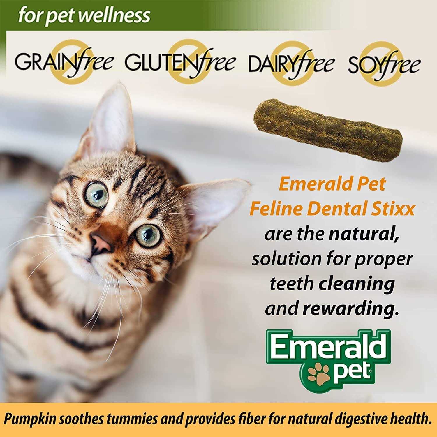 Emerald Pet Feline Dental Stixx Dental Cat Treats Tuna & Pumpkin