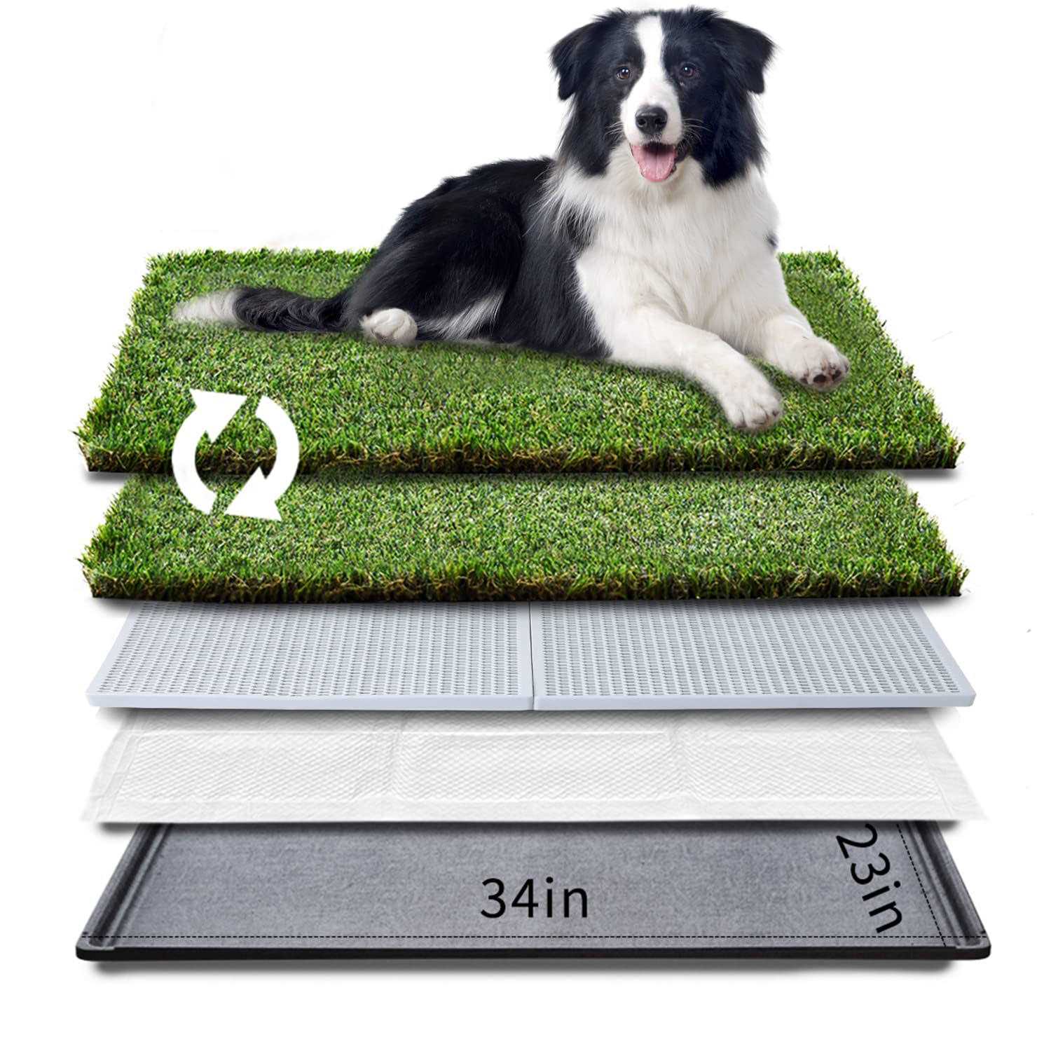 HQ4US 4LEGS HQ4us Dog Grass Pad with Tray Large Dog Litter Box Toilet 34”×23”