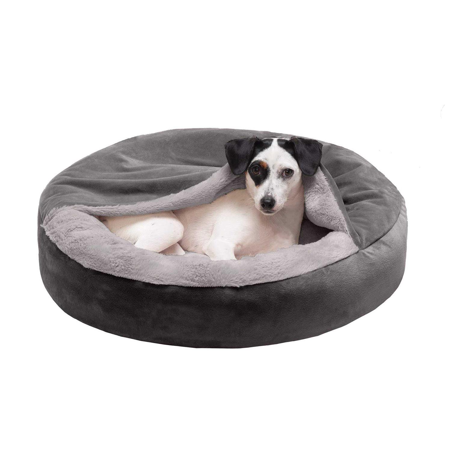 Velvet & Wave Faux Fur Hooded Donut Bed FurHaven