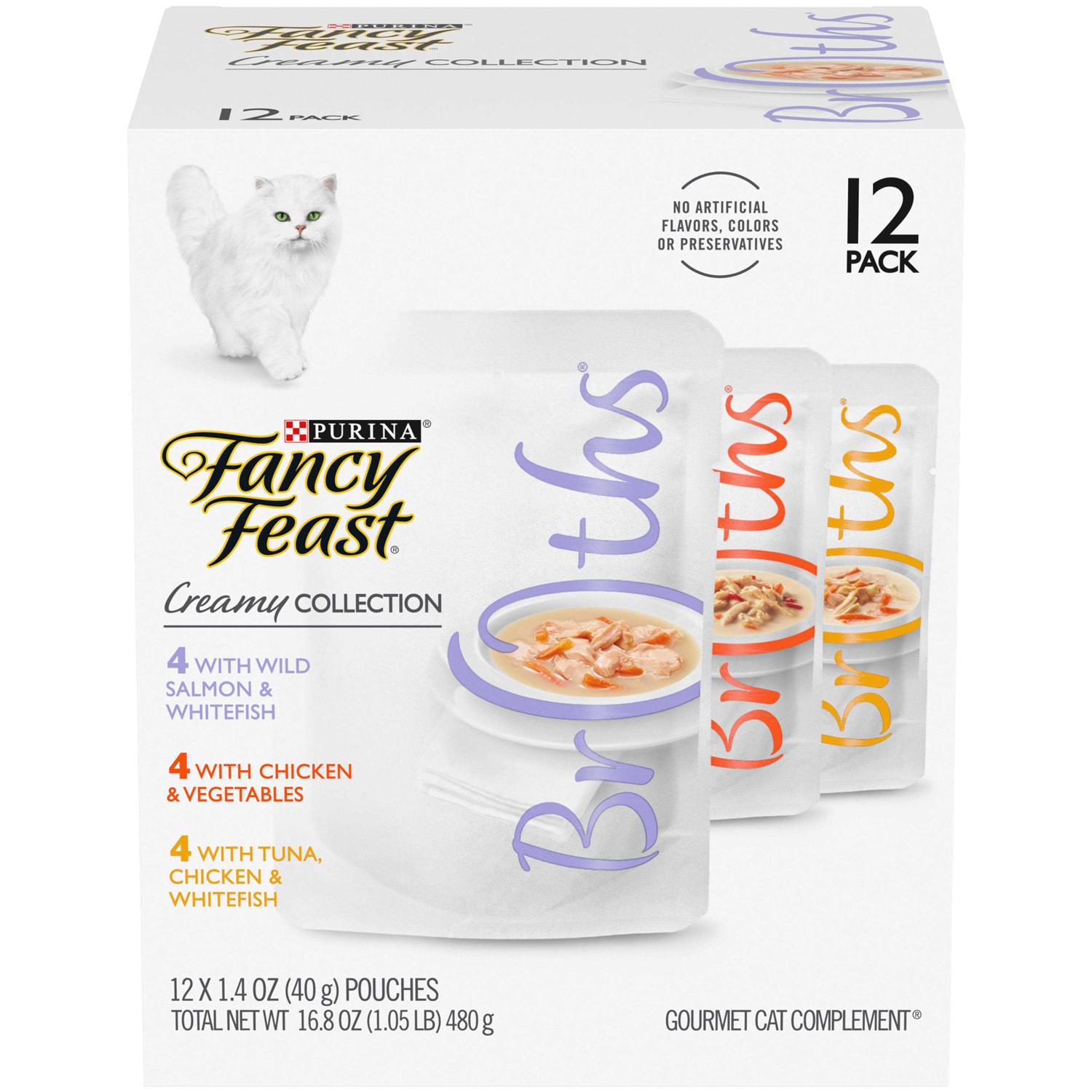 Fancy Feast Grain Free Wet Cat Food Variety Pack Broths Creamy Collection