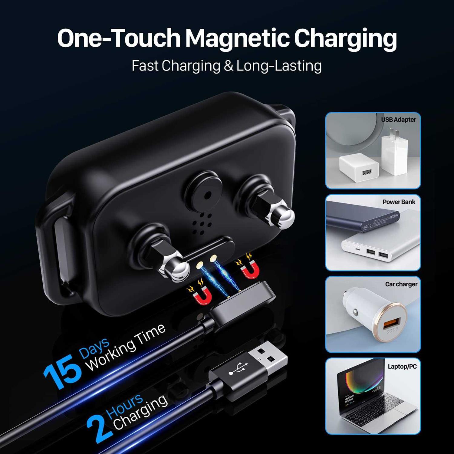 Dinjoo Dog Bark Collar Bark Collar for Large Medium Small Dogs,Smart Bark Collar,Rechargeable Anti Barking Training Collar with 8 Adjustable