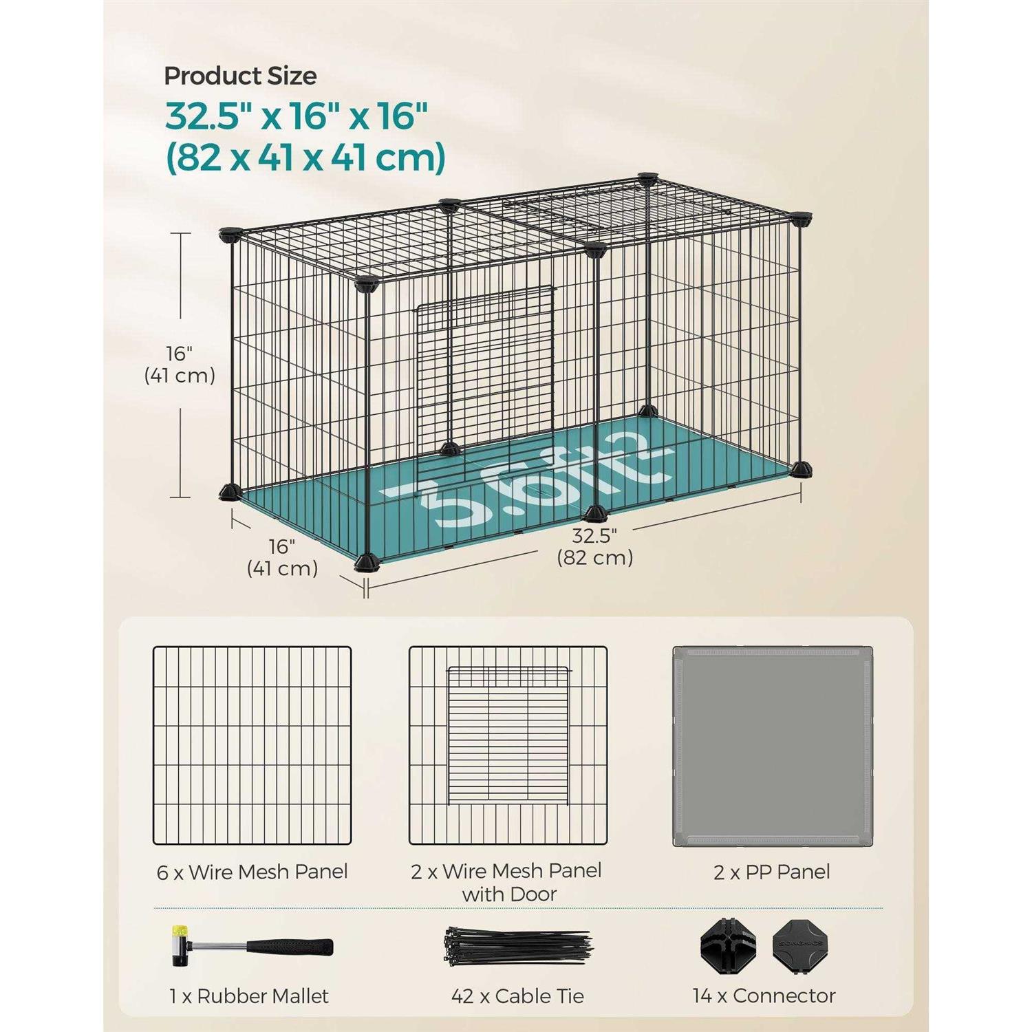 SONGMICS Small Animal Playpen with Top and Base