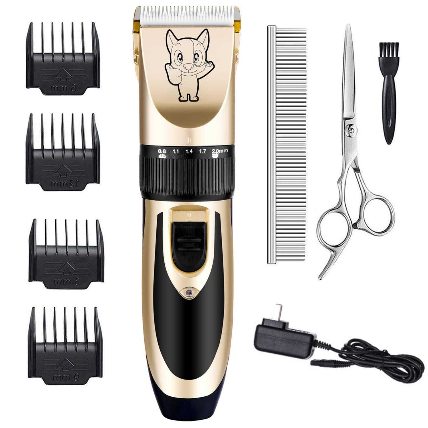 Highdas Dog Grooming Kit Clippers Low Noise Electric Quiet Rechargeable Cordless