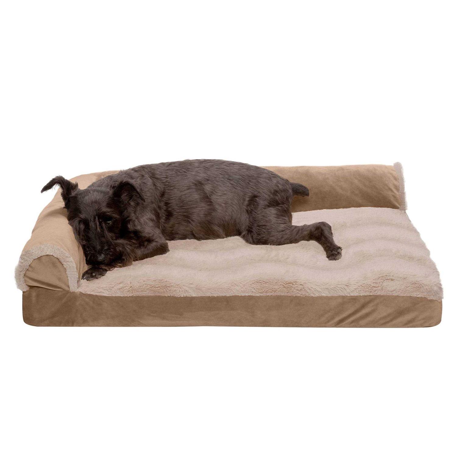 FurHaven Wave Fur & Velvet Deluxe Chaise Lounge Dog Bed
