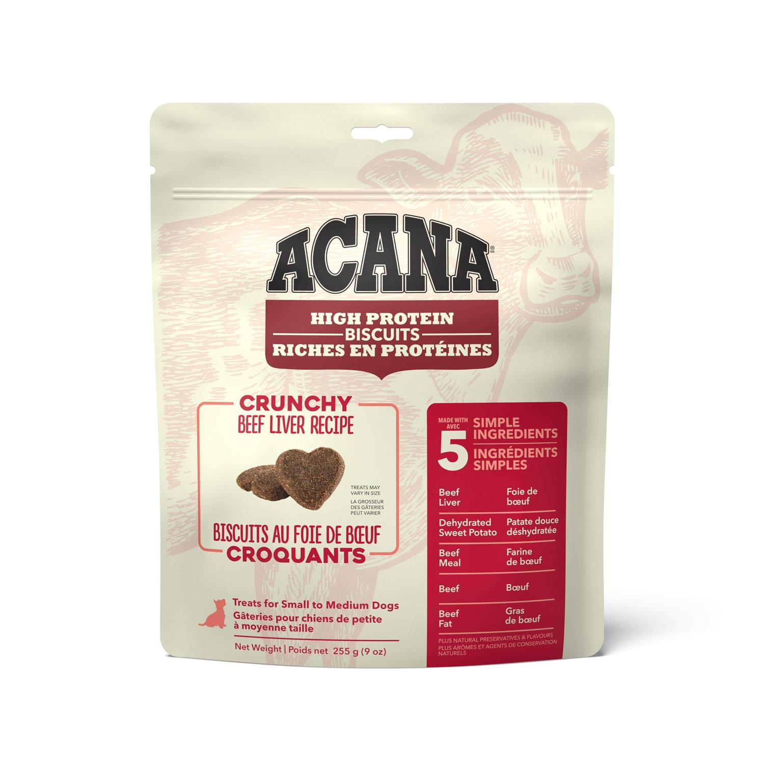 Acana Crunchy Biscuits High-Protein Beef Liver Recipe Dog Treats