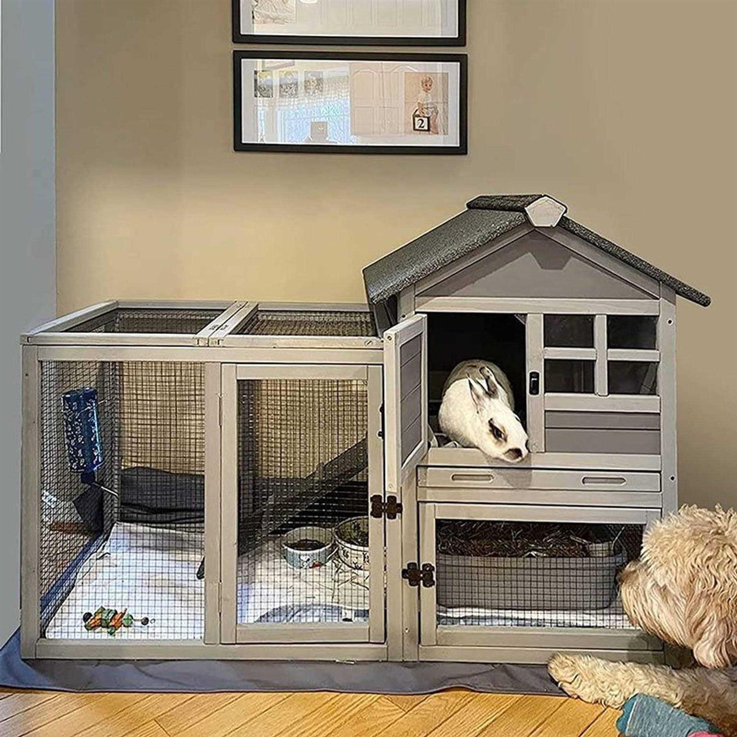 Aivituvin 2 Story Big Bunny Cage with No Leak Tray XZ7002