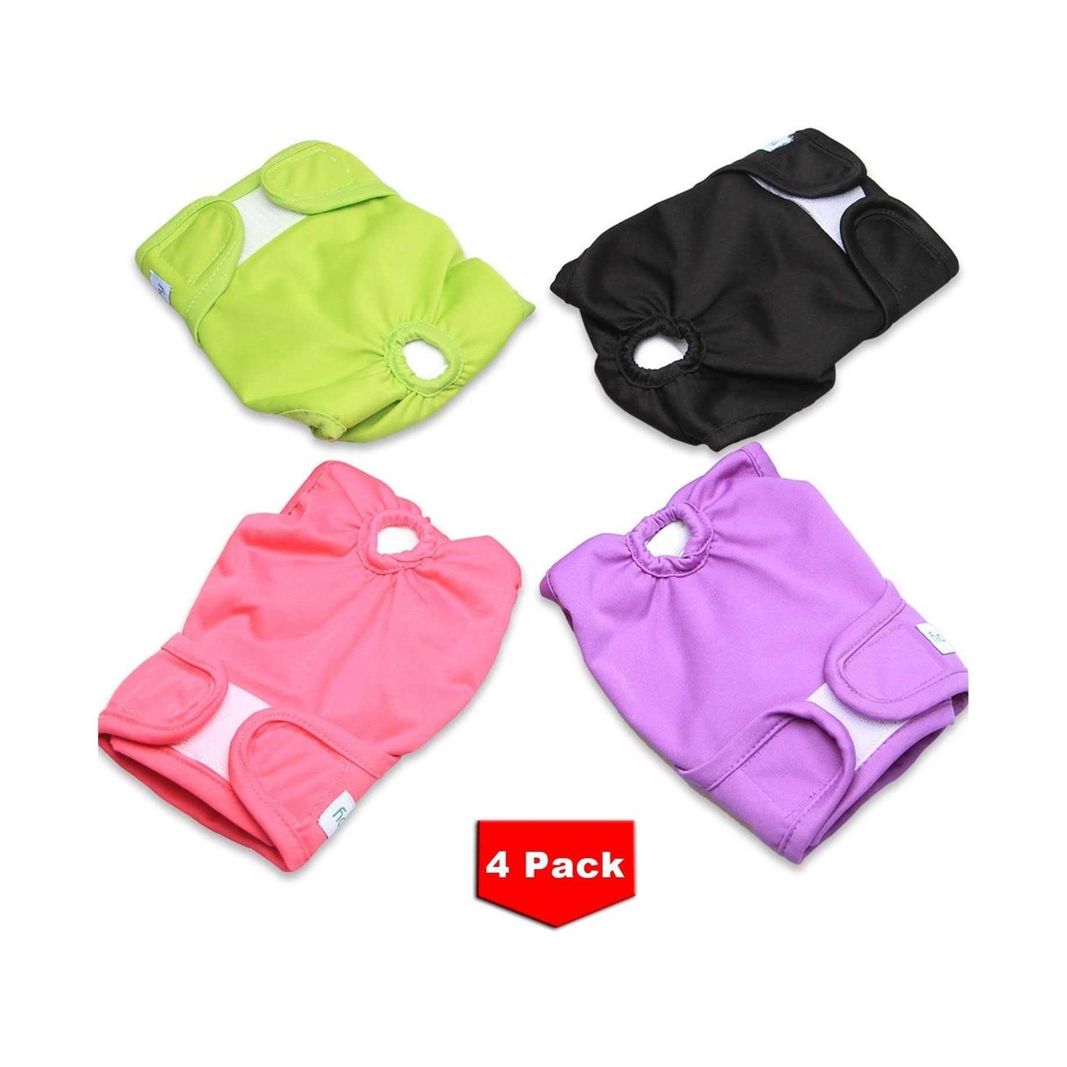 Teamoy 4pcs Washable Female Dog Diapers, Reusable Doggie Diaper Wraps for Female Dogs, Super-Absorbent and Comfortable