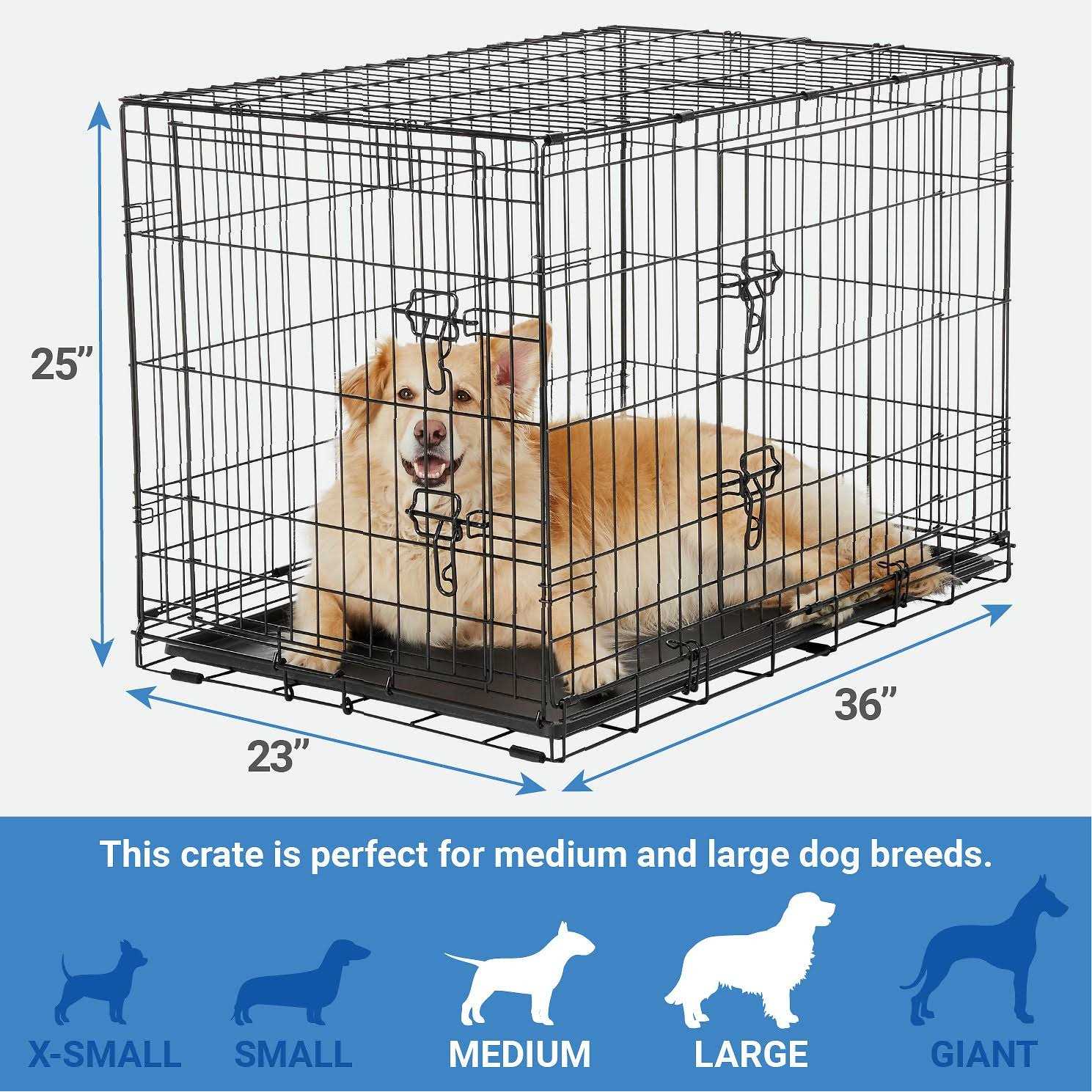 Frisco Heavy Duty Fold & Carry Double Door Collapsible Wire Dog Crate