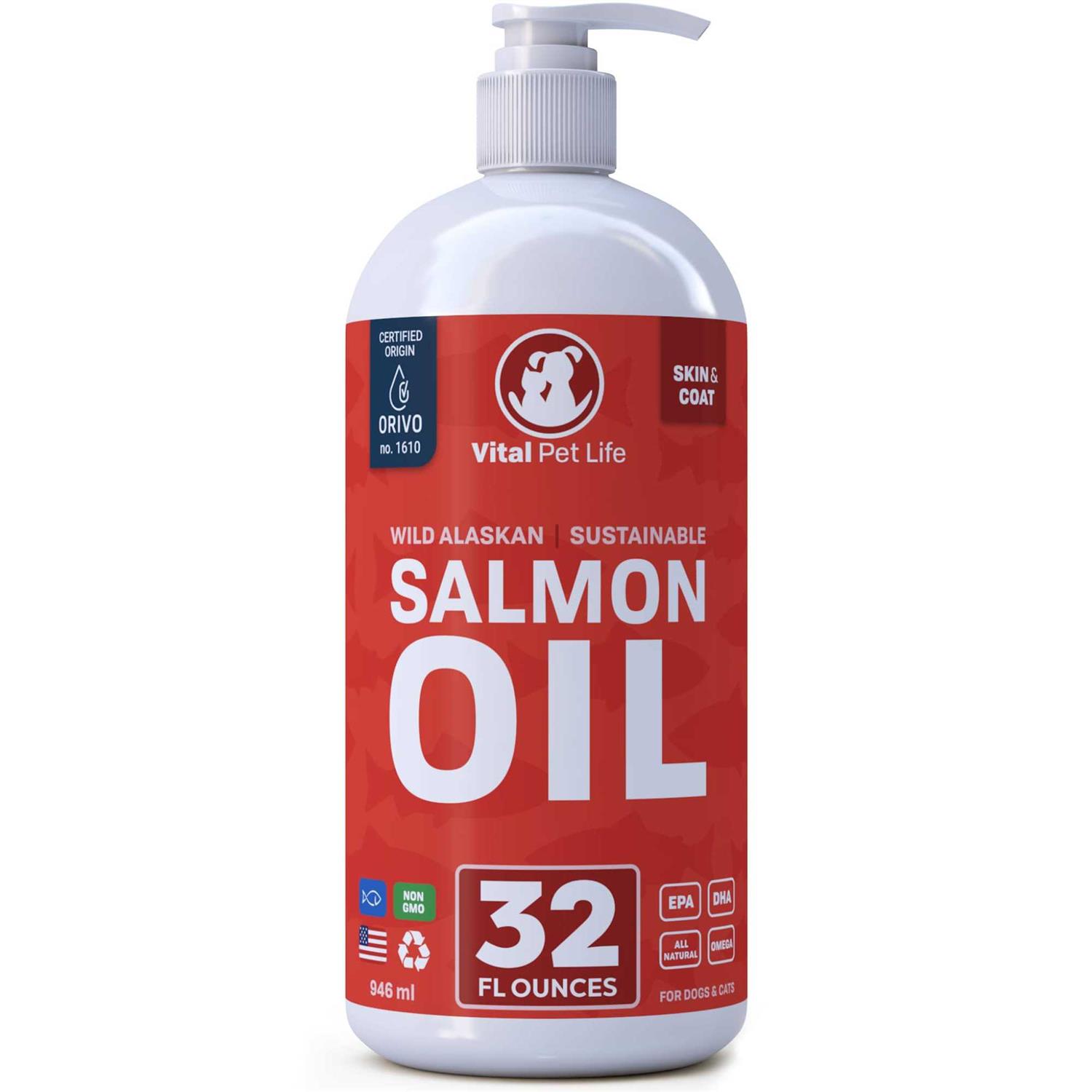 Vital Pet Life Salmon Oil for Dogs & Cats Healthy Skin & Coat Fish Oil