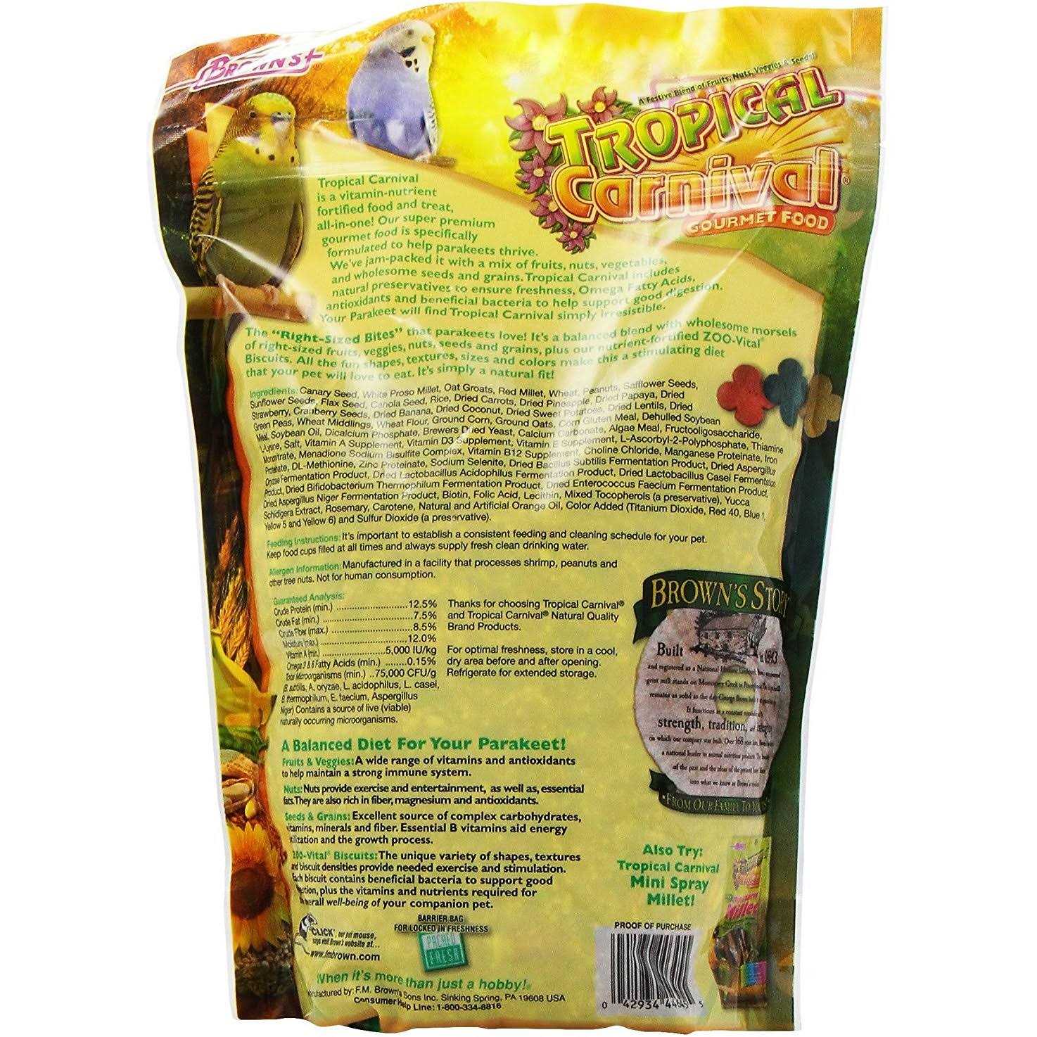 Brown’s Tropical Carnival Parakeet Food