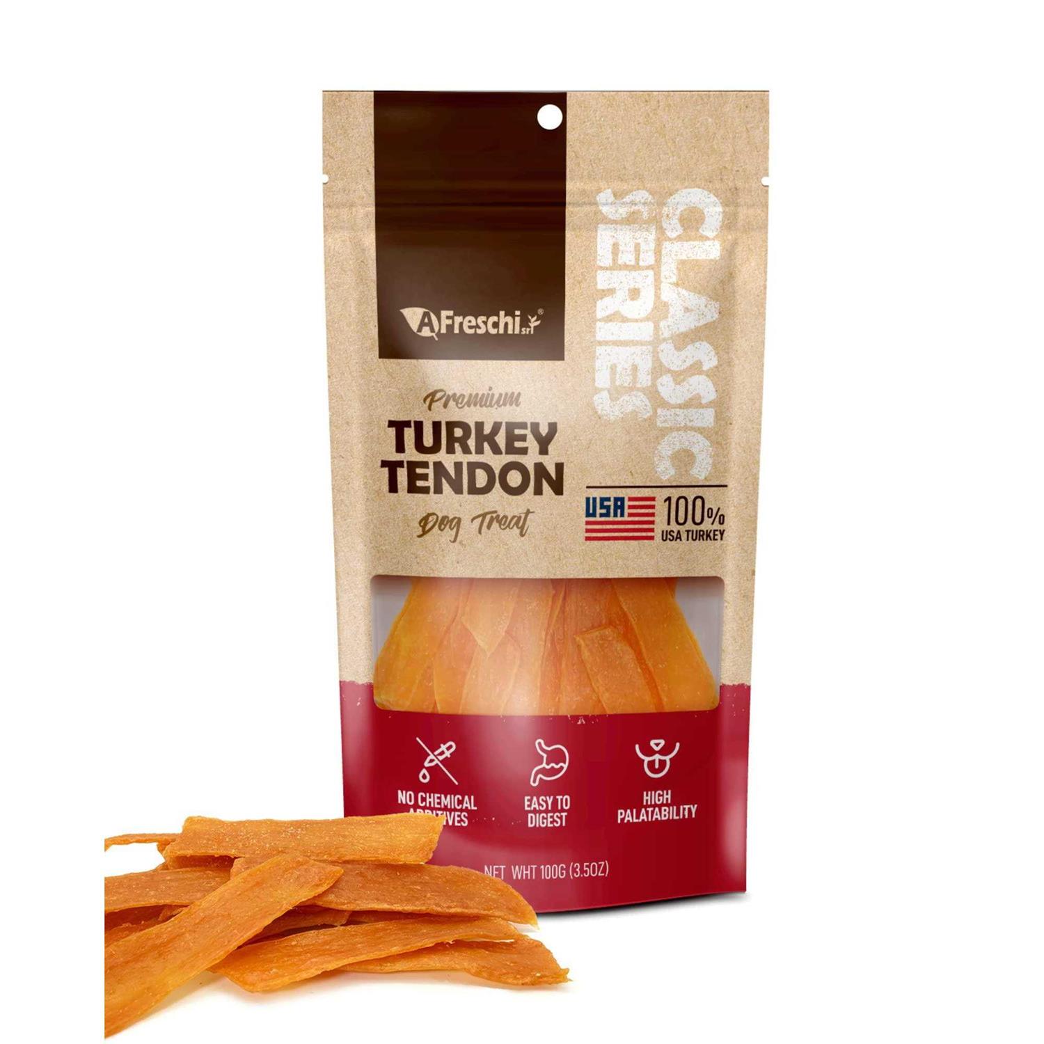 A Freschi srl Afreschi Turkey Tendon for Dogs Dog Treats Series All Natural Human Grade Dog Treat
