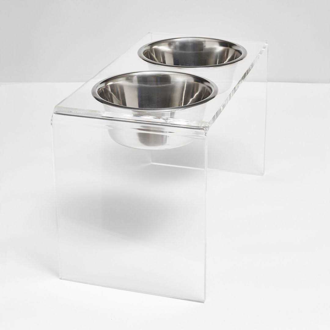 Hiddin Clear Double Bowl Pet Feeder