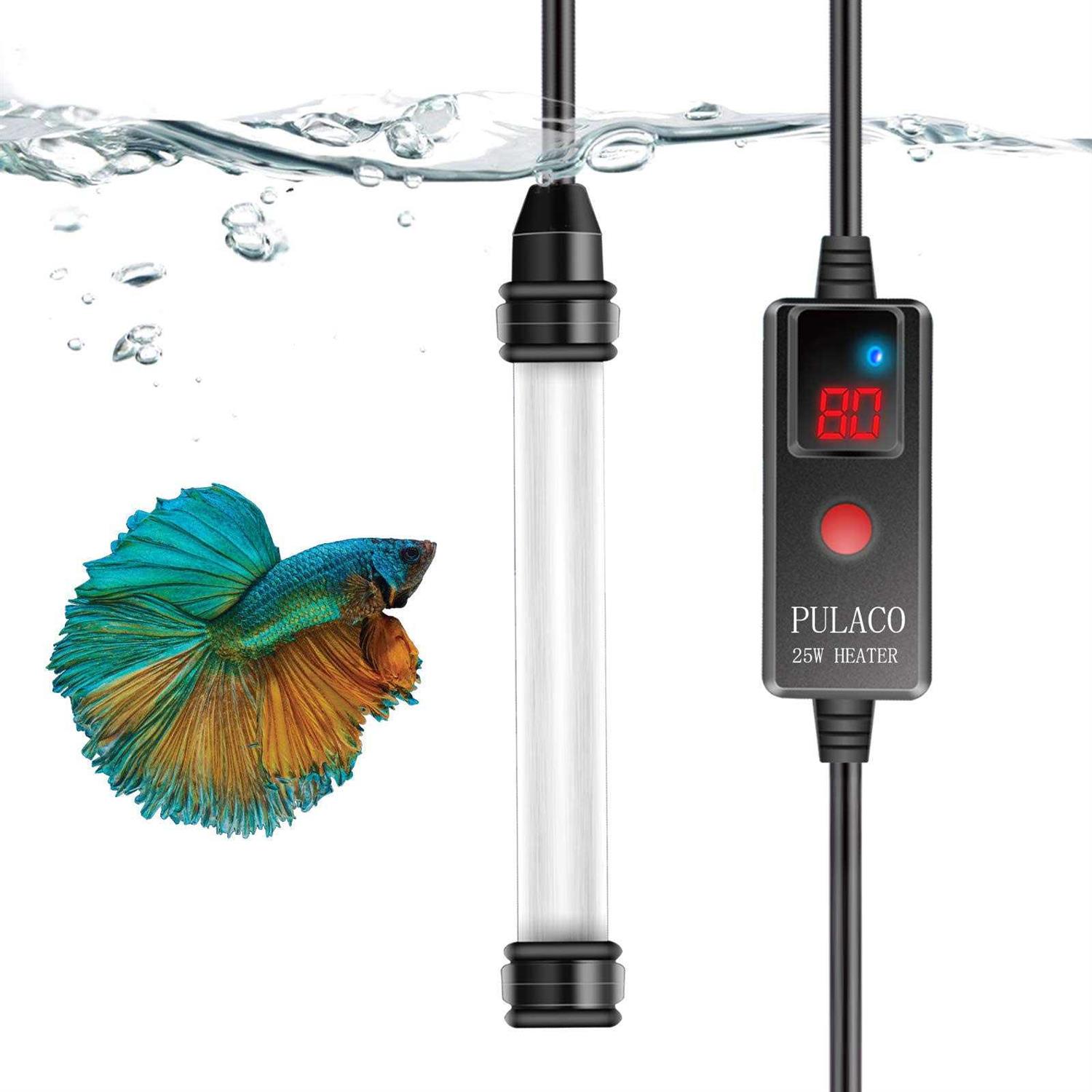 PULACO 50W Mini Aquarium Heater with External Controller & LED Temperature Display