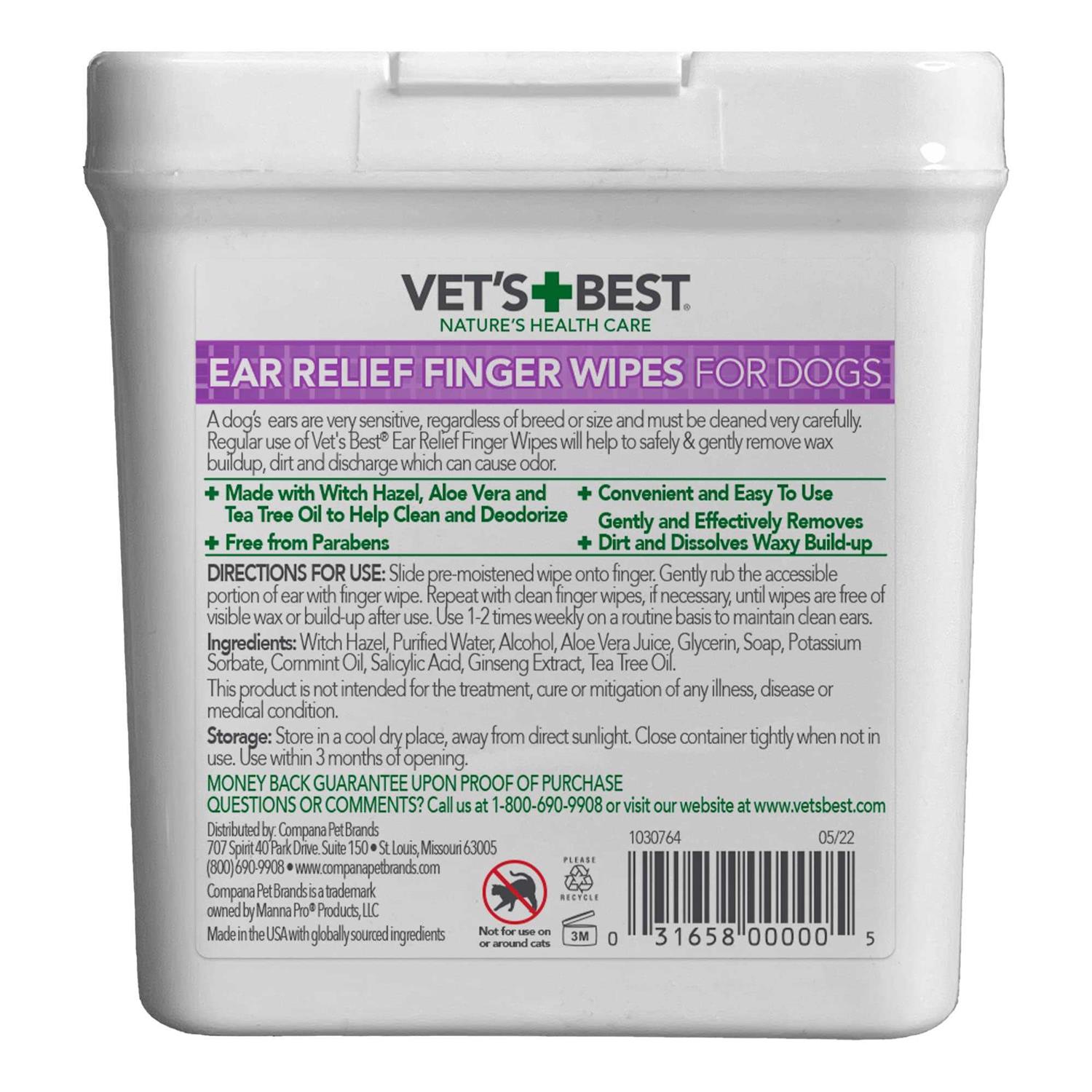 Vets Best Ear Finger Pads 50 Pads for Dogs